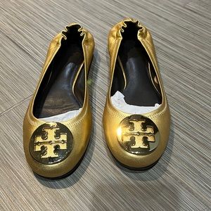 EUC Tori Burch gold ballet flats